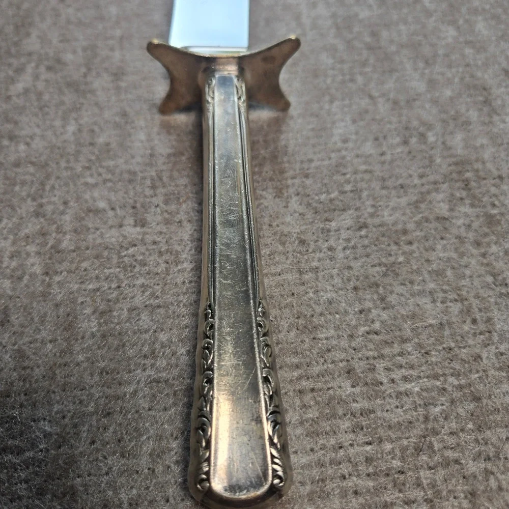 Vtg Silverplate Ornate‎ Handle Stainless Steel Carving Knife 12.5